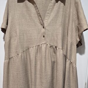 Women's Tan Short Sleeve Dress (New without Tags)
